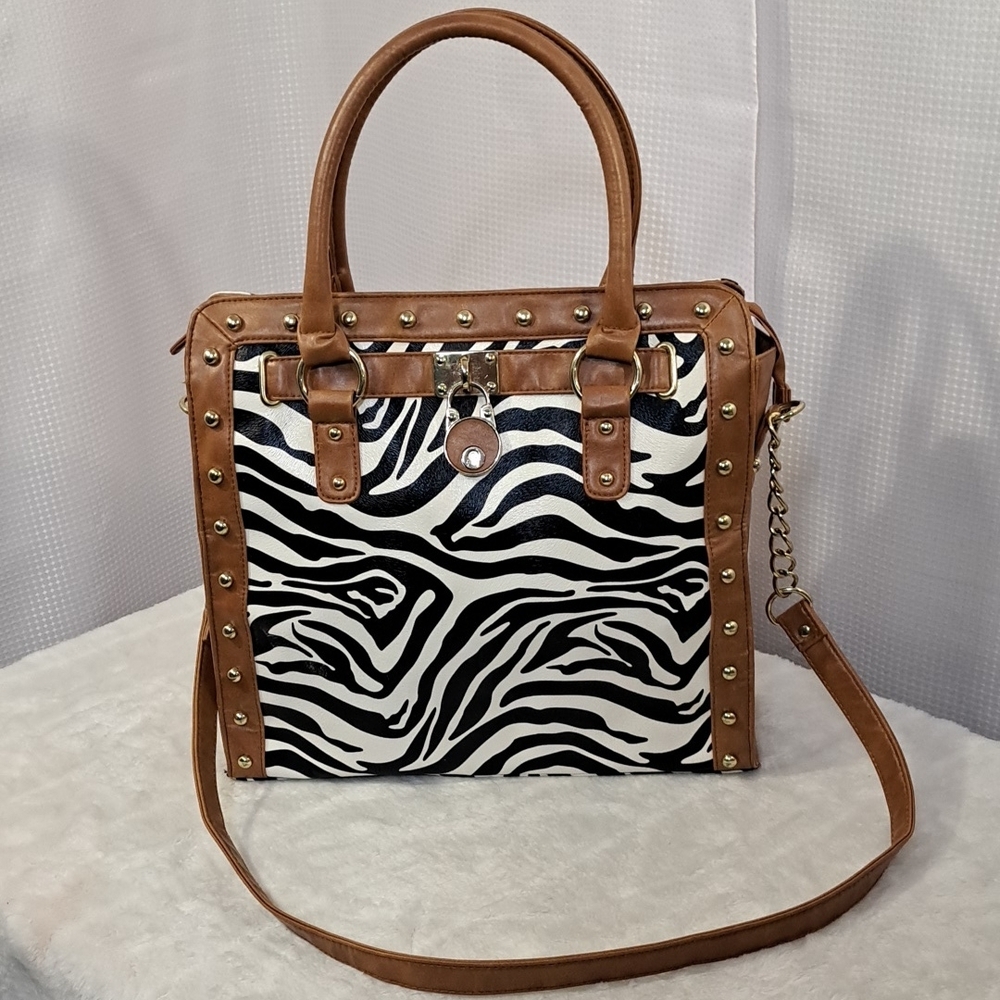 Brown and Black Zebra Print Women's Bag